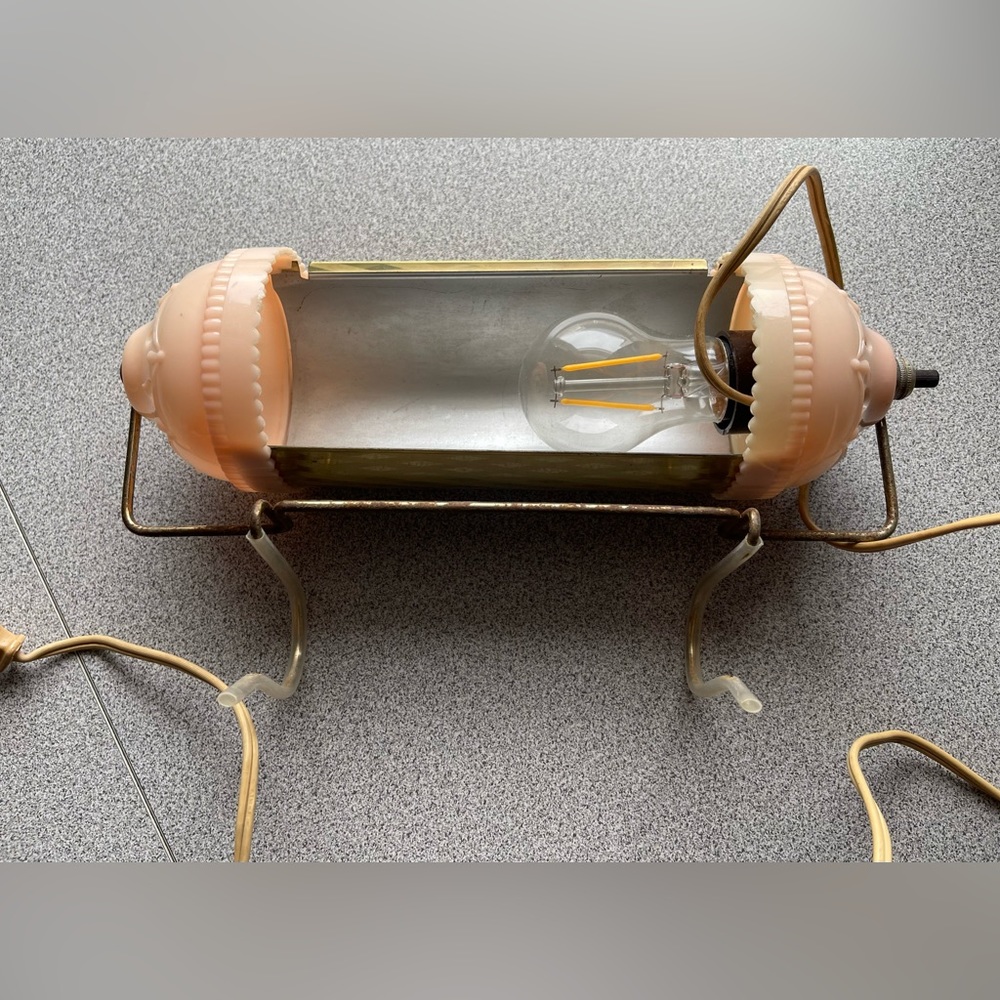 Vintage 1950s Pink & Gold Toned Headboard Light